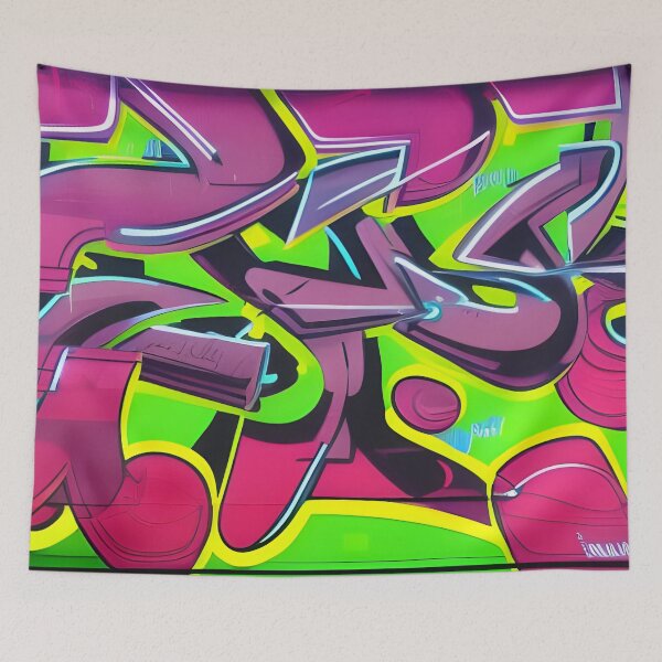 Item preview, Dusty Plum & Neon Lime Wildstyle - Canary Yellow Street Mural | 081 designed and sold by City Graffix Design Co..