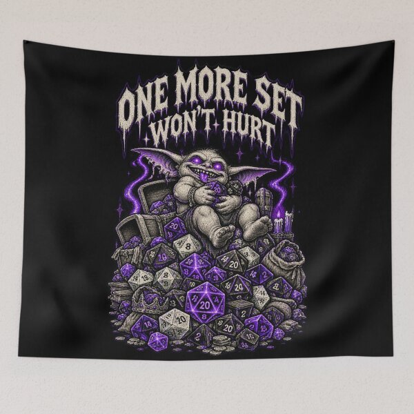 Item preview, One More Set Won't Hurt Funny Dice Goblin d20 Dice Addiction designed and sold by Yellowriversss.