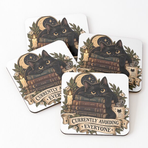 Item preview, Gothic Black Cat Books Cozy Dark Academia designed and sold by Graphic  Grove.