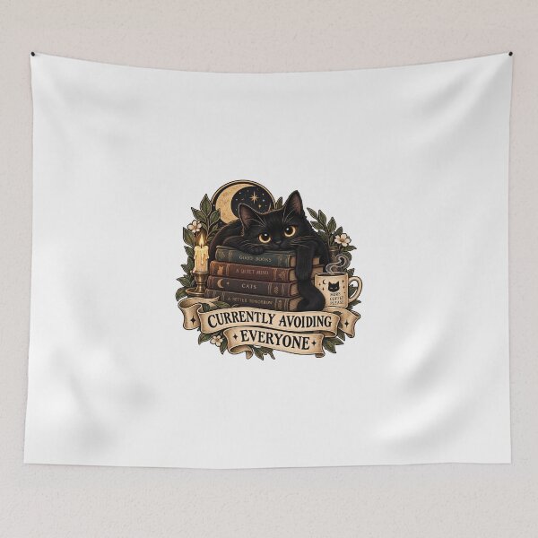 Item preview, Gothic Black Cat Books Cozy Dark Academia designed and sold by Graphic  Grove.