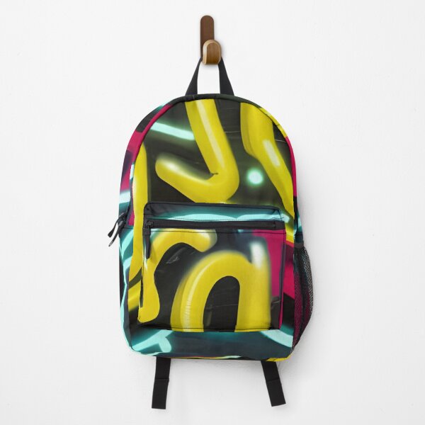Item preview, Neon Yellow & Cyan Light-Tube Graffiti - Crimson Street Art Mural | 084 designed and sold by City Graffix Design Co..