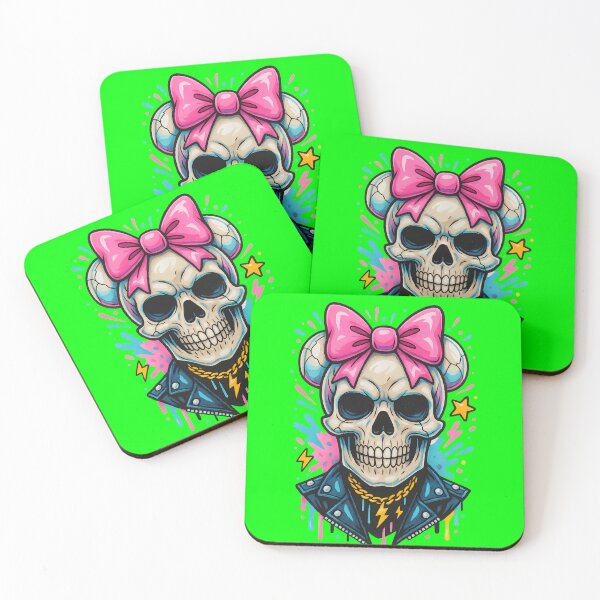 Item preview, Punk Rock Skull Cute Pink Bow designed and sold by MarCinu Art.