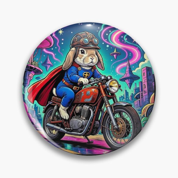Item preview, Superhero Rabbit – Neon Motorcycle Fantasy Illustration designed and sold by Dogandesighn.