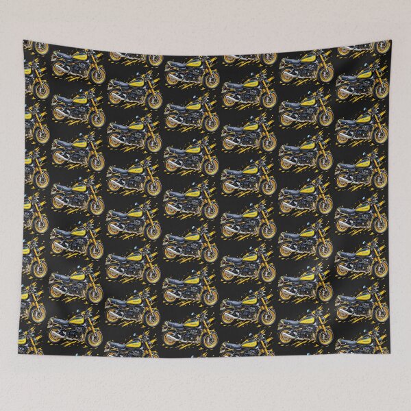 Item preview, Black Yellow Street Bike Motorcycle Rider Retro Style designed and sold by Tee-Shirt-Topia.