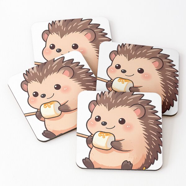 Item preview, Cute Hedgehog with Golden Marshmallow Skewer designed and sold by pumsquare.