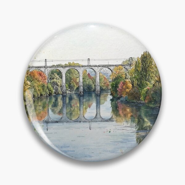 Item preview, Autumn Viaduct in Watercolor designed and sold by Axokris.