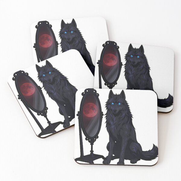 Item preview, Gothic Shadow Wolf Antique Standing Mirror designed and sold by IllumeInk.