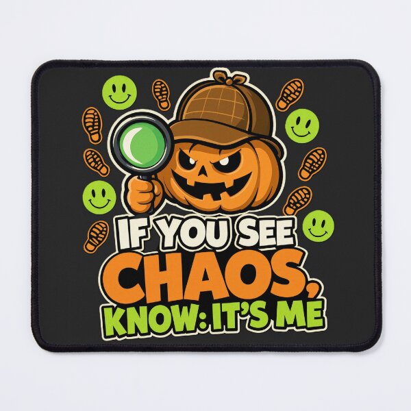 Item preview, Detective Pumpkin Chaos Know Its Me Halloween designed and sold by CloudyCatArt.