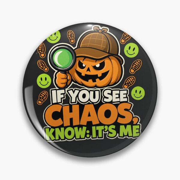 Item preview, Detective Pumpkin Chaos Know Its Me Halloween designed and sold by CloudyCatArt.
