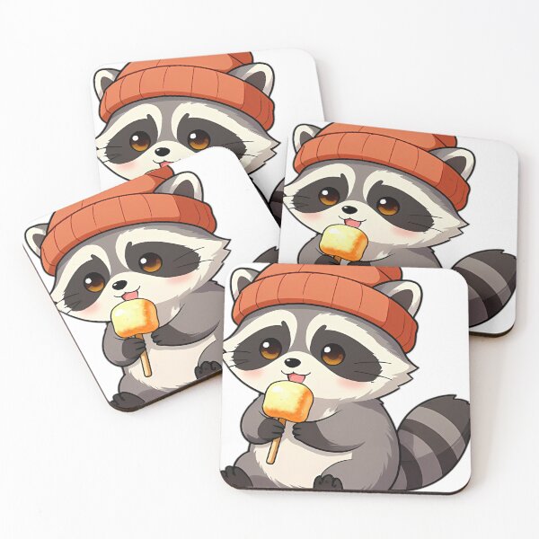Item preview, Cute Raccoon with Toasted Marshmallow Stick designed and sold by pumsquare.