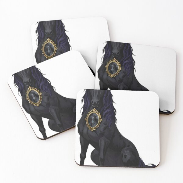 Item preview, Gothic Black Stallion Antique Cameo Mirror designed and sold by IllumeInk.