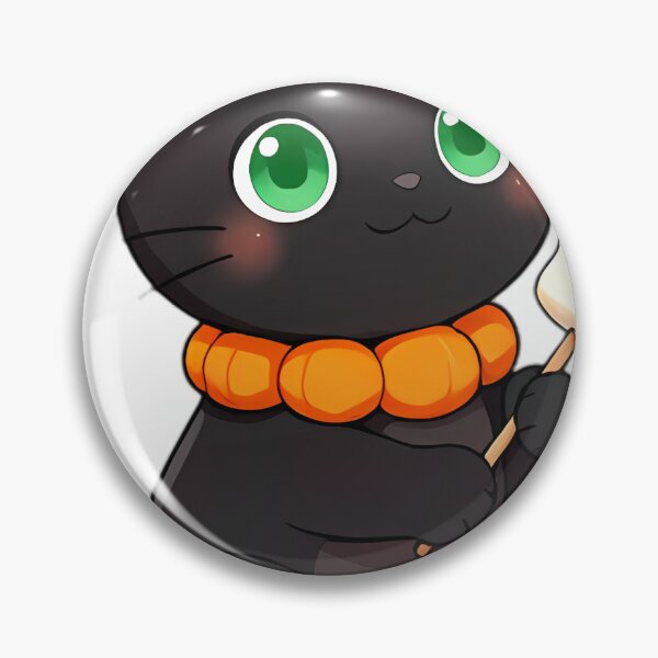 Item preview, Cute Black Cat with Golden Marshmallow Skewer designed and sold by pumsquare.