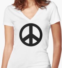 Peace Sign Symbol Fitted V-Neck T-Shirt