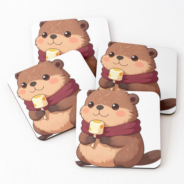 Item preview, Cute Baby Beaver with Campfire Marshmallow designed and sold by pumsquare.