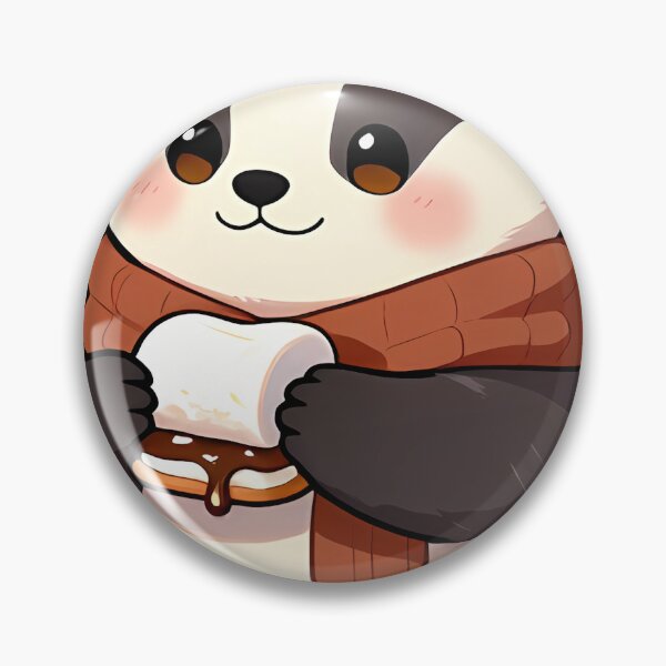 Item preview, Cute Badger with Campfire Smores Biscuit designed and sold by pumsquare.