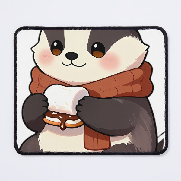 Item preview, Cute Badger with Campfire Smores Biscuit designed and sold by pumsquare.
