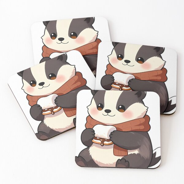 Item preview, Cute Badger with Campfire Smores Biscuit designed and sold by pumsquare.