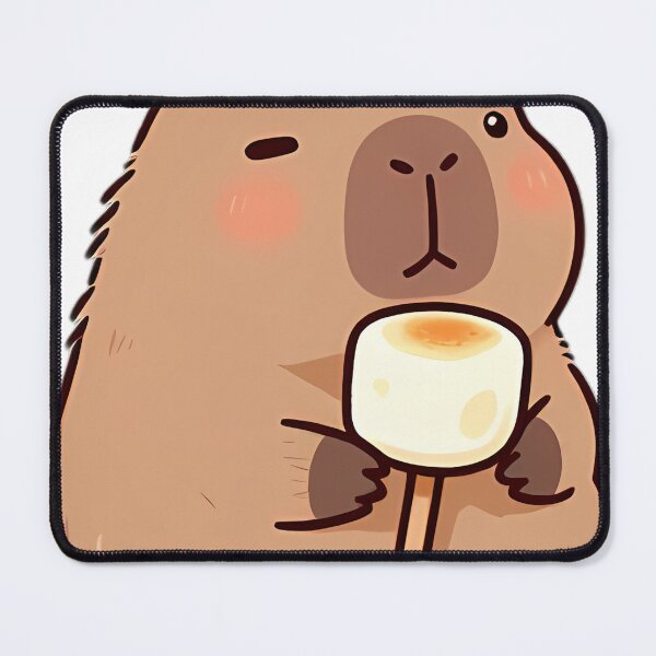 Item preview, Cute Capybara with Giant Roasted Marshmallow designed and sold by pumsquare.