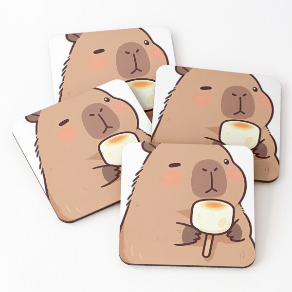 Item preview, Cute Capybara with Giant Roasted Marshmallow designed and sold by pumsquare.