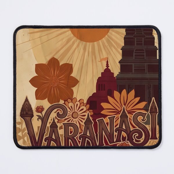 Item preview, Varanasi Vintage Sun Rays Travel Poster designed and sold by REDCLASH2002.