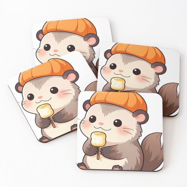 Item preview, Cute Opossum with Toasted Marshmallow on Stick designed and sold by pumsquare.