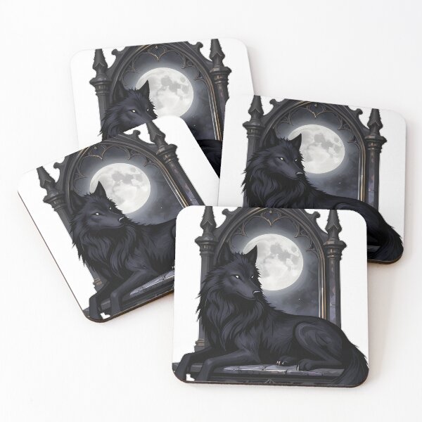 Item preview, Gothic Black Wolf Howling Moon Portal Mirror designed and sold by IllumeInk.