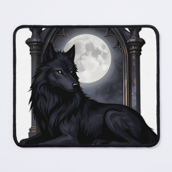 Item preview, Gothic Black Wolf Howling Moon Portal Mirror designed and sold by IllumeInk.