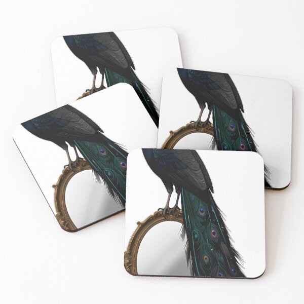Item preview, Gothic Peacock Shadow Feather Antique Mirror designed and sold by IllumeInk.
