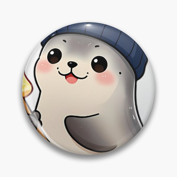 Item preview, Cute Seal Pup with Roasted Marshmallow Skewer designed and sold by pumsquare.