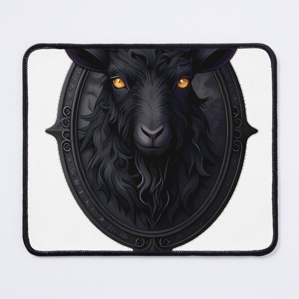 Item preview, Gothic Black Goat Antique Cameo Mirror designed and sold by IllumeInk.