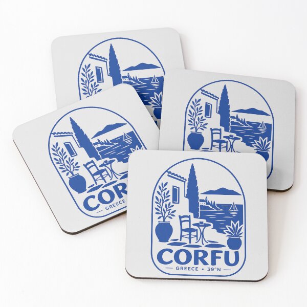 Item preview, Blue Corfu Greece Mediterranean Coastal Terrace designed and sold by MavtM.
