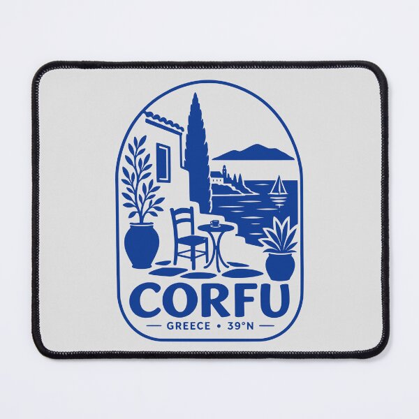 Item preview, Blue Corfu Greece Mediterranean Coastal Terrace designed and sold by MavtM.