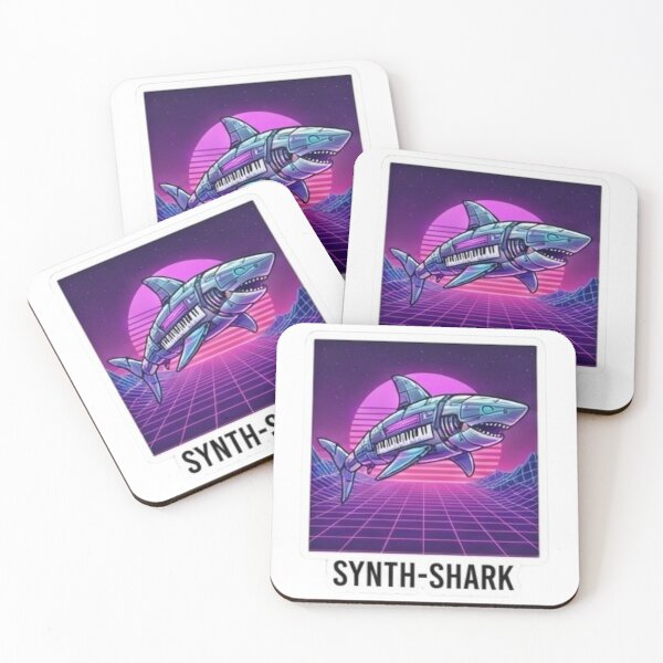Item preview, Synth Shark - Retro 1980s Synthwave Cyberpunk Mechanical Shark Poster designed and sold by FABIOLA1970.