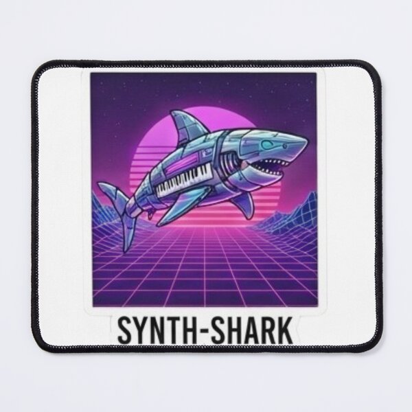 Item preview, Synth Shark - Retro 1980s Synthwave Cyberpunk Mechanical Shark Poster designed and sold by FABIOLA1970.