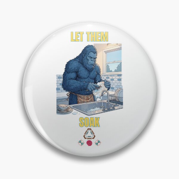 Item preview, Blue Bigfoot Doing Dishes Funny Sasquatch Chores Cute Comic Art designed and sold by Whimsy Trail Co.