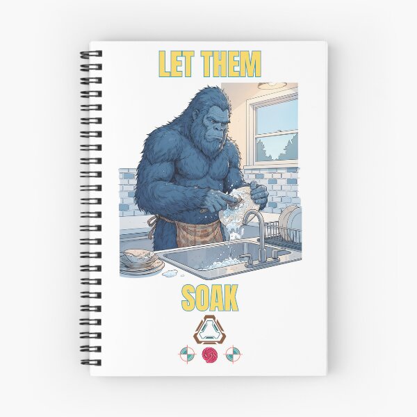 Item preview, Blue Bigfoot Doing Dishes Funny Sasquatch Chores Cute Comic Art designed and sold by Whimsy Trail Co.