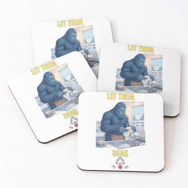 Item preview, Blue Bigfoot Doing Dishes Funny Sasquatch Chores Cute Comic Art designed and sold by Whimsy Trail Co.