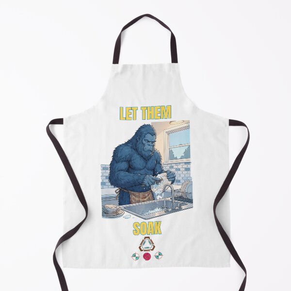 Item preview, Blue Bigfoot Doing Dishes Funny Sasquatch Chores Cute Comic Art designed and sold by Whimsy Trail Co.