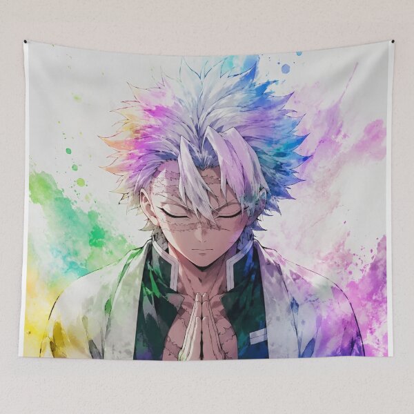 Item preview, Sanemi Shinazugawa Watercolor Portrait – Wind Hashira Anime Art designed and sold by Dyan4.