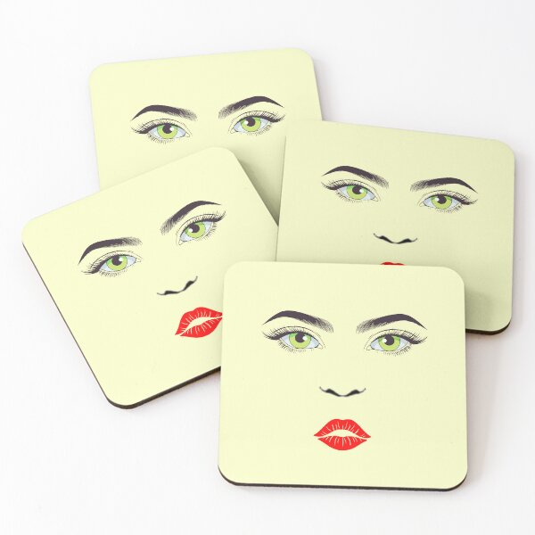 Item preview, Minimalist Pop Art Face – Green Eyes and Red Lips designed and sold by zaoroo shop.