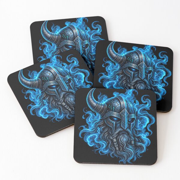 Item preview, Ice-blue Viking warrior – Norse mythology neon graphic designed and sold by Noventra112.