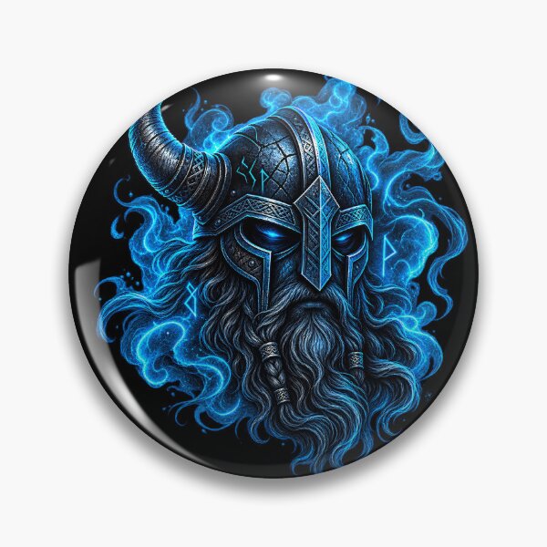 Item preview, Ice-blue Viking warrior – Norse mythology neon graphic designed and sold by Noventra112.