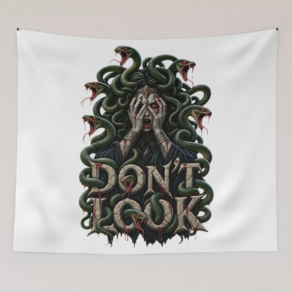 Item preview, Don't Look - Scary Medusa Greek Mythology Horror Art designed and sold by HorrorWorldWeb.