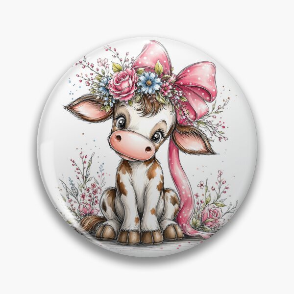 Item preview, Cute Cow with Flowers and Pink Bow designed and sold by MichalHau.