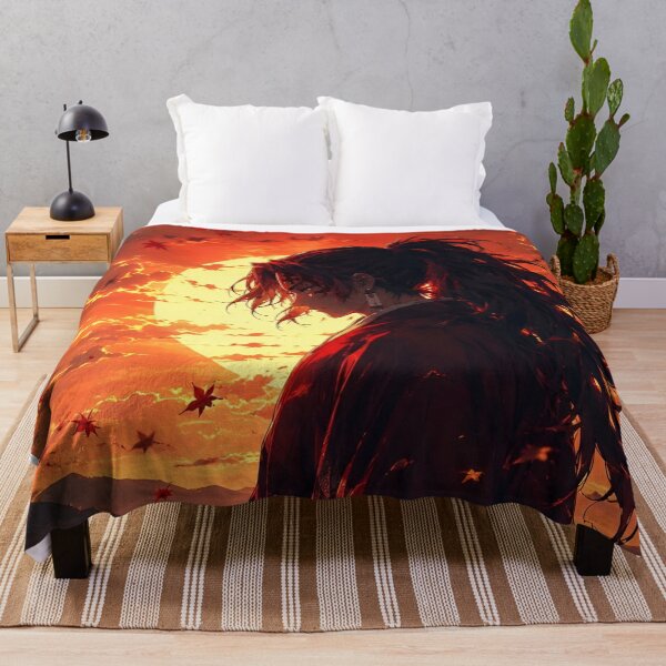 Item preview, Japanese Samurai Sunset – Red Maple Leaves Katana Warrior Anime Art designed and sold by Dyan4.