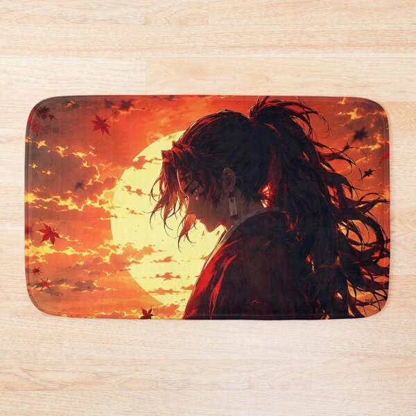 Item preview, Japanese Samurai Sunset – Red Maple Leaves Katana Warrior Anime Art designed and sold by Dyan4.