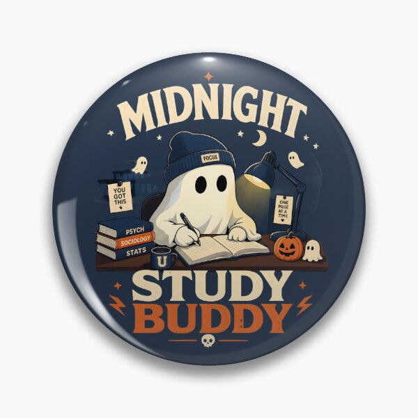Item preview, Midnight Study Buddy Cute Academic Ghost Halloween designed and sold by CloudyCatArt.