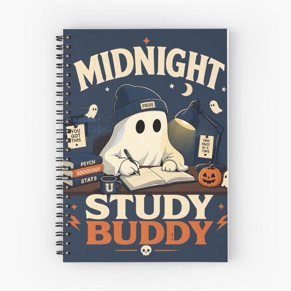 Item preview, Midnight Study Buddy Cute Academic Ghost Halloween designed and sold by CloudyCatArt.