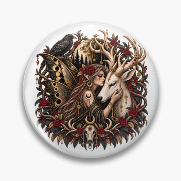 Item preview, Vesperhart: Goth Fairy with White Stag designed and sold by FaerieFusion.