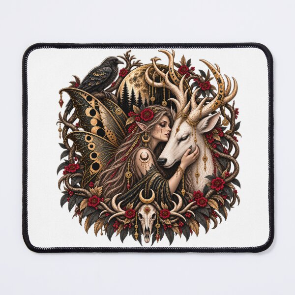 Item preview, Vesperhart: Goth Fairy with White Stag designed and sold by FaerieFusion.